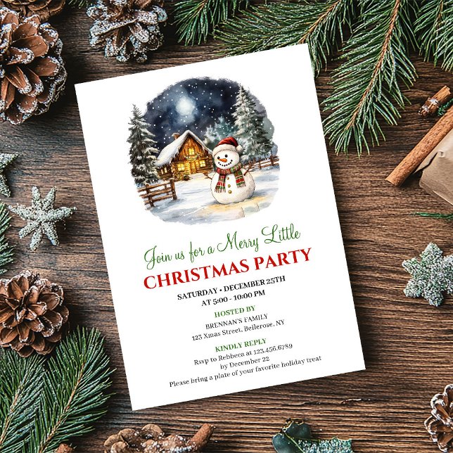 Invitación para fiesta de Navidad escena de invier (Elegant Winter Scene Christmas Party Invitation)