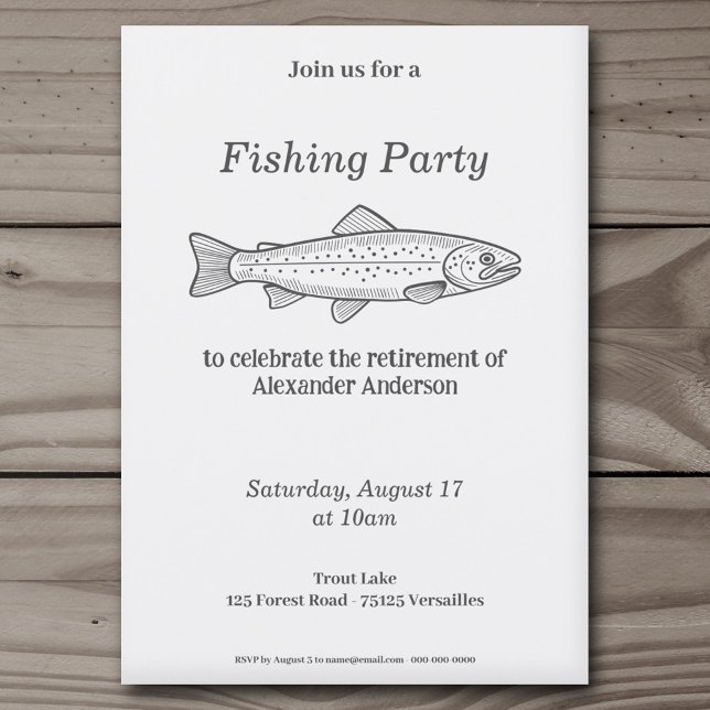 Invitación para Fiesta de Pesca de Trucha (Trout - Fishing Party Invitation)