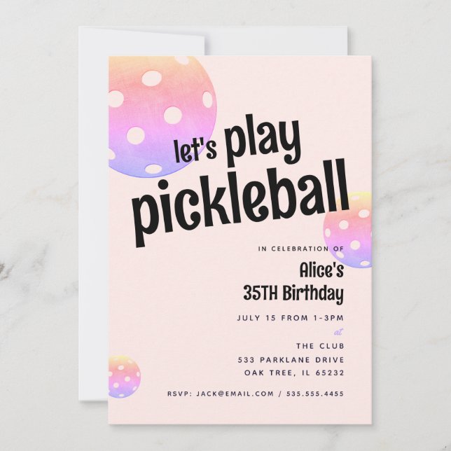 Invitación para Fiesta de Pickleball Deportes Past (Anverso)
