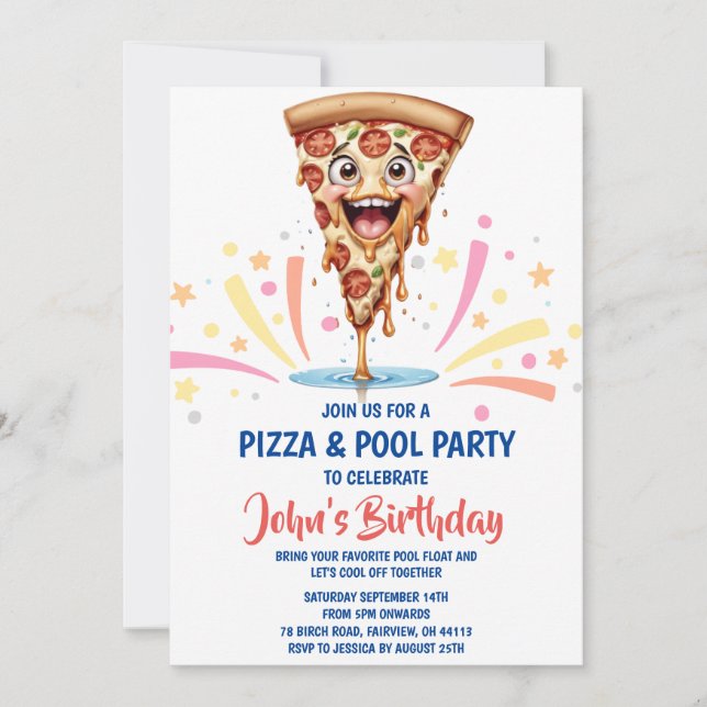 invitación para fiesta de pizzas (Anverso)