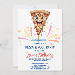 invitación para fiesta de pizzas