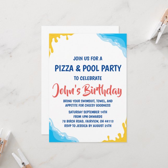 invitación para fiesta de pizzas (Anverso/Reverso In Situ)