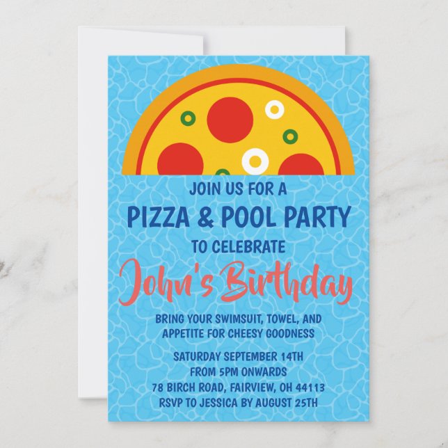 invitación para fiesta de pizzas (Anverso)