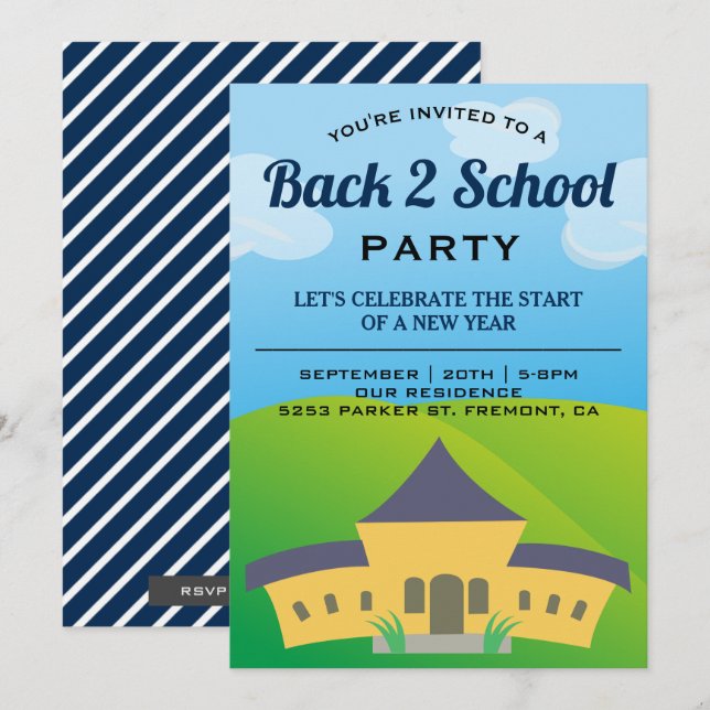 Invitación para Fiesta de Regreso a Clases (Anverso / Reverso)