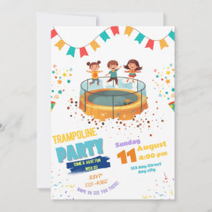 Invitación para Fiesta de Saltos en Trampolín