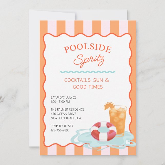 Invitación para Fiesta de Spritz junto a la Piscin (Anverso)