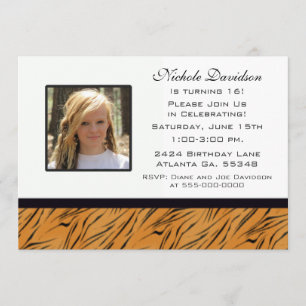 Invitación para Fiesta de Sweet Sixteen con Tigre