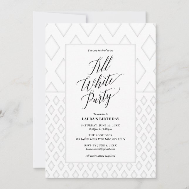 Invitación para Fiesta de Todo Blanco (Anverso)