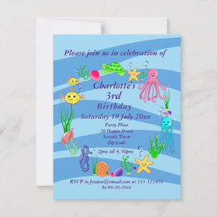 Invitación para fiesta de vida marina 