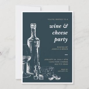 Invitación para fiesta de vino y queso para cualqu