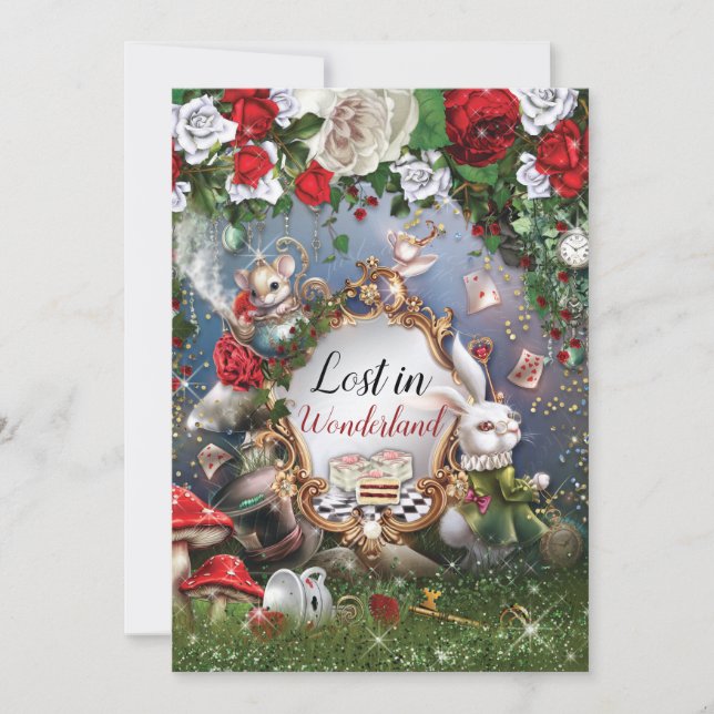 Invitación para Fiesta Perdida en Wonderland (Anverso)