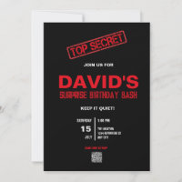 Invitación para fiesta sorpresa para él con código
