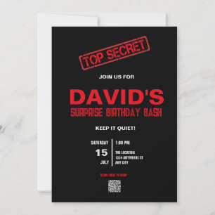 Invitación para fiesta sorpresa para él con código
