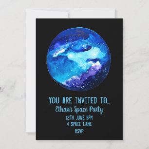 Invitación para fiesta temática de espacio para ni