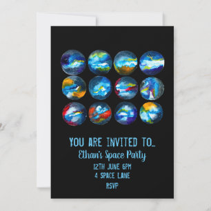 Invitación para fiesta temática de espacio para ni
