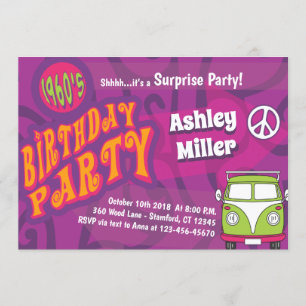 Invitación para fiesta temática hippie