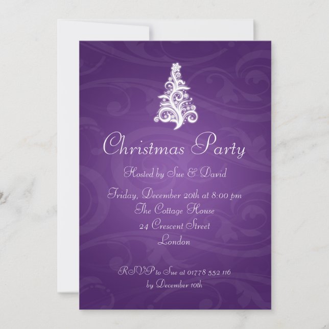 Invitación para fiestas 5x7 Elegante Swirly Árbol  (Anverso)