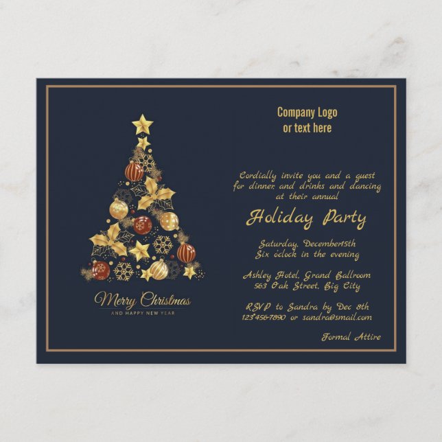 Invitación para fiestas de vacaciones corporativas (Anverso)