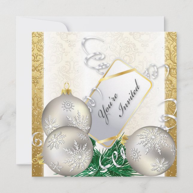 Invitación para fiestas de vacaciones - Ornamentos (Anverso)