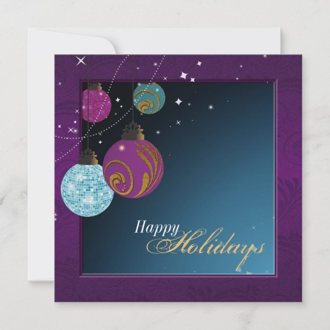 Invitación para fiestas de vacaciones - Ornamentos (Anverso)