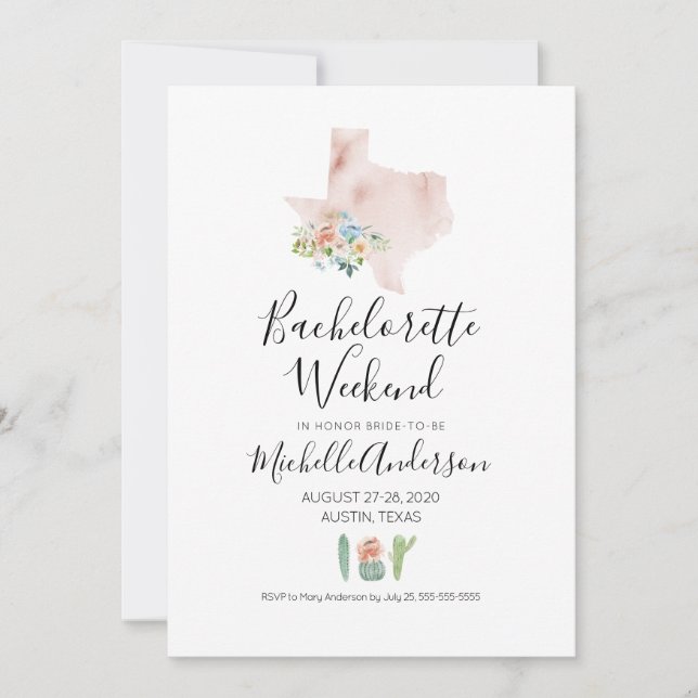 Invitación para fin de semana de soltera en Austin (Anverso)