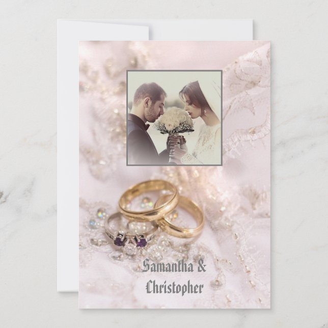 invitación para foto de anillos bodas (Reverso)
