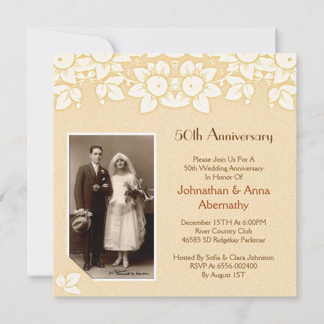 invitación para foto de aniversario de bodas de or (Anverso)