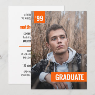 Invitación para graduación de fotografía naranja n