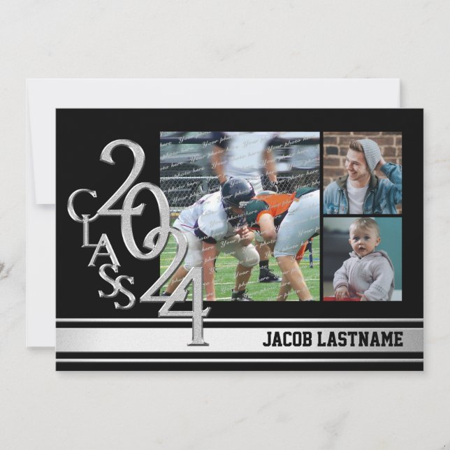 Invitación para graduados de fotografía Tri Stripe (Anverso)