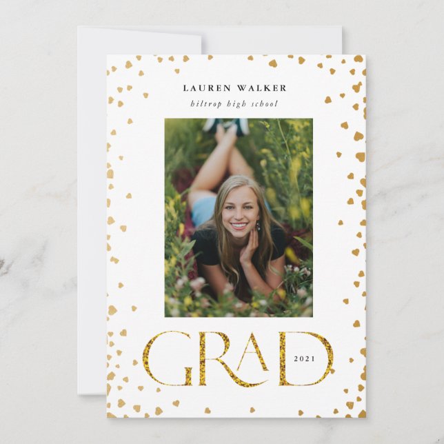 invitación para graduados de guión elegante y bril (Anverso)