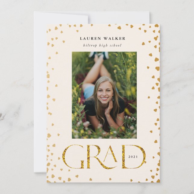 invitación para graduados de guión elegante y bril (Anverso)