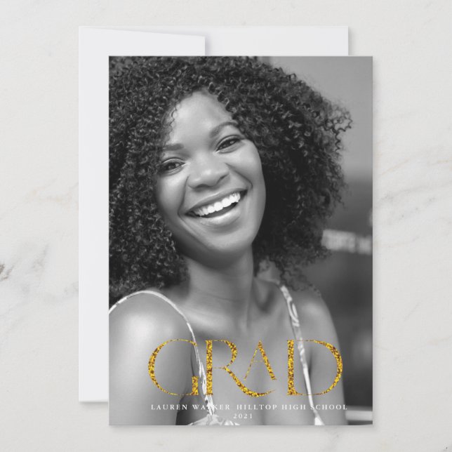 invitación para graduados de guión elegante y bril (Anverso)