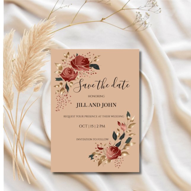 Invitación para guardar la fecha de la boda con ro (Subido por el creador)
