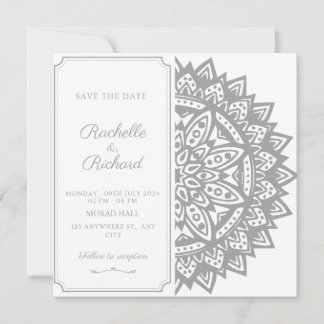 Invitación para guardar la fecha en negro y blanco