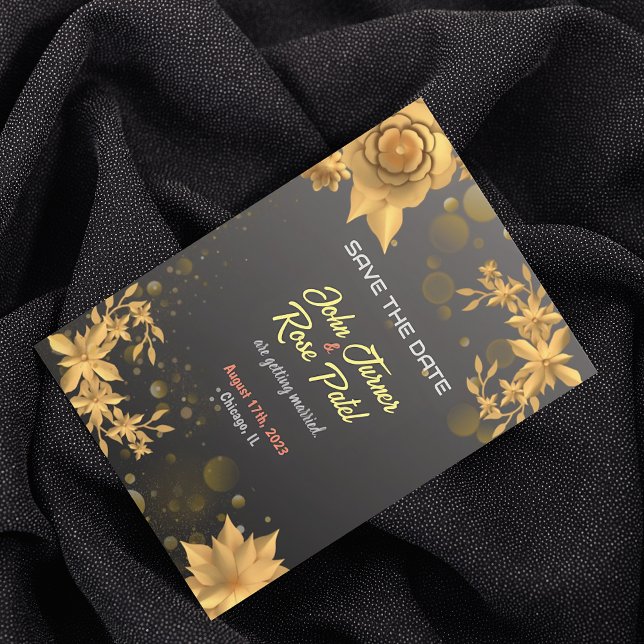 Invitación para guardar la fecha Flor de Oro fondo (Subido por el creador)