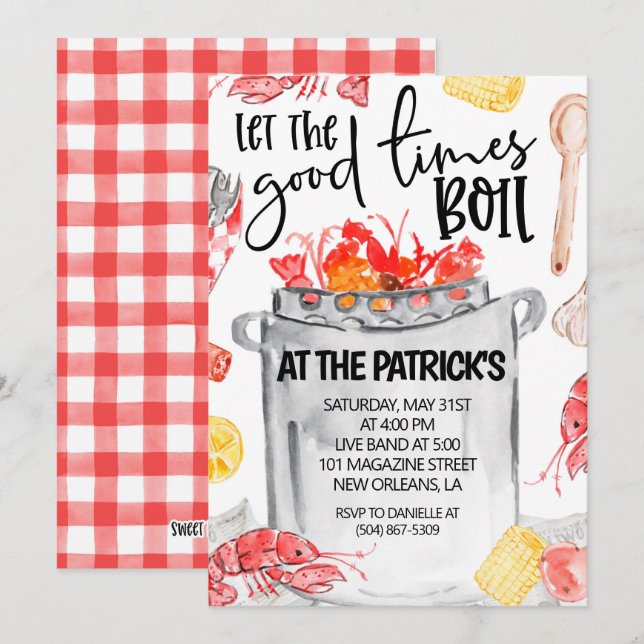 Invitación para Hervir Cangrejos (Anverso / Reverso)