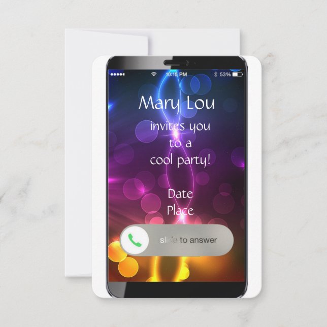 Invitación para iPhone con fondo de Personalizado (Anverso)