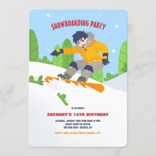 Invitación para jovenes snowboarder