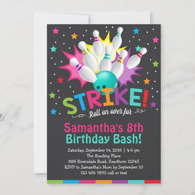 invitación para jugar bolos, invitación para jugar (Anverso)