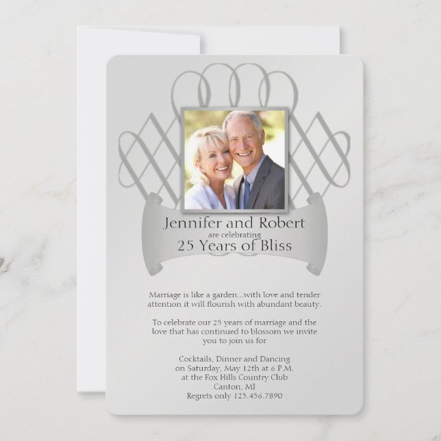 Invitación para la 25ª Aniversario de Bodas de Per (Anverso)