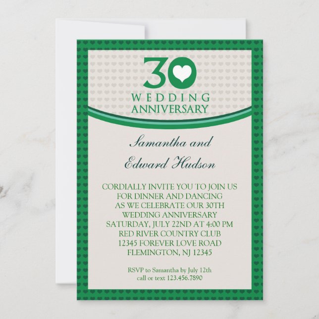 Invitación para la Boda del 30º Aniversario del Co (Anverso)