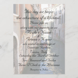 Invitación para la boda temática de Venecia