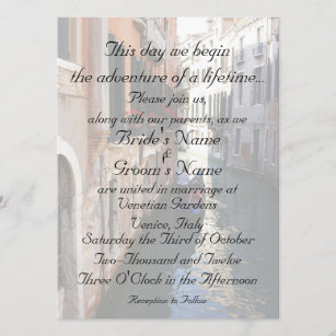 Invitación para la boda temática de Venecia