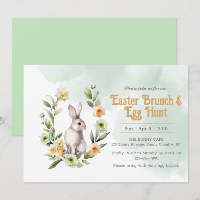 Invitación para la búsqueda de huevos del brunch d (Anverso / Reverso)