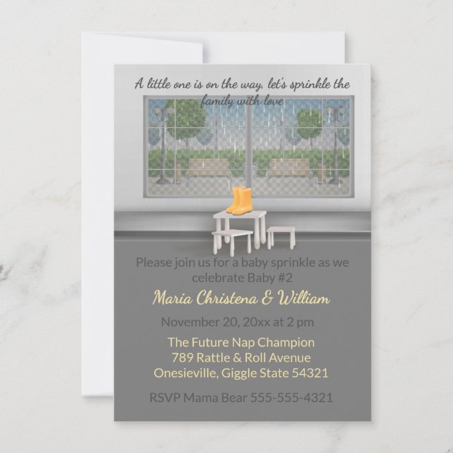 Invitación para la Celebración de Baby Raindrops & (Anverso)