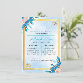 Invitación para la Cena de Ensayo Azul Real y Dora