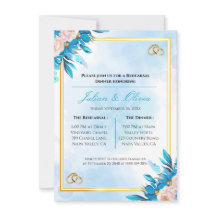 Invitación para la Cena de Ensayo Azul Real y Dora