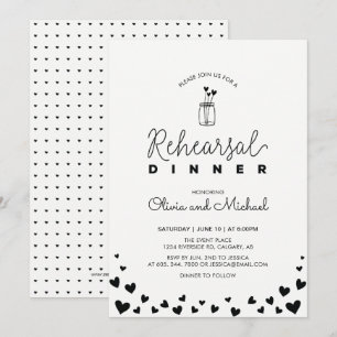Invitación para la cena de ensayo de corazones en 