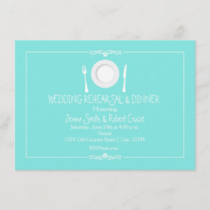 Invitación para la cena de ensayo de la boda azul 