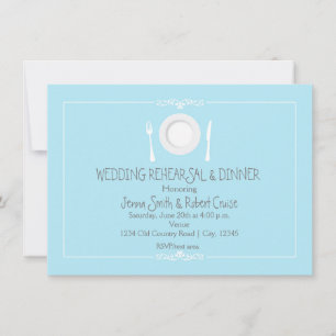 Invitación para la cena de ensayo de la boda azul 